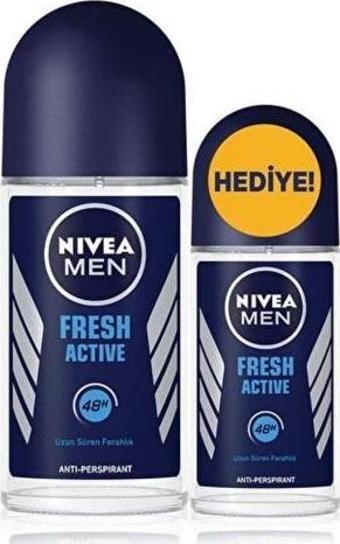 Nivea Men Fresh Active Roll-On 50+25 ml 2li Paket Erkek Roll-On Deodorant