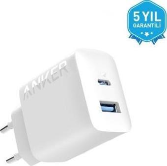 Anker 20W USB-C + USB-A Çift Portlu Şarj Cihazı - A2348 - Beyaz