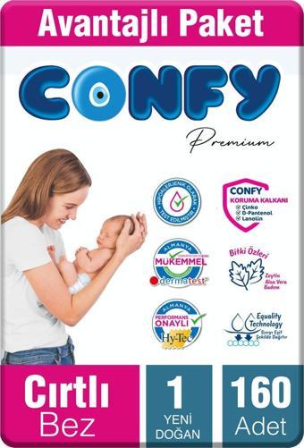 Confy Premium 1 Numara Bebek Bezi Yenidoğan 2 - 5 Kg 160 Adet