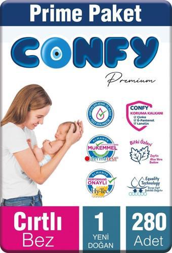 Confy Premium 1 Numara Bebek Bezi Yenidoğan 2 - 5 Kg 280 Adet