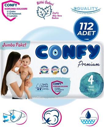 Confy Premium 4 Numara Bebek Bezi Maxi 7 - 14 Kg 112 Adet