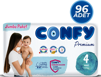 Confy Premium 4 Numara Bebek Bezi Maxi 7 - 14 Kg 96 Adet