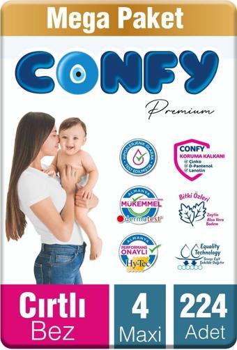 Confy Premium 4 Numara Bebek Bezi Maxi 7 - 14 Kg 224 Adet