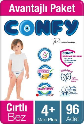 Confy Premium Bebek Bezi 4 Numara Maxi Plus 96 adet