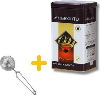 Mahmood Tea Seylan Siyah Dökme Çay Teneke Kutu 450 gr ve Küre Tasarımlı Silver Çay Süzgeci Bundle