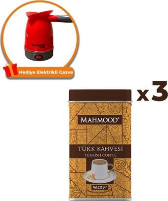 Mahmood Türk Kahvesi Teneke 220 Gr 3 Adet - Coffee Elektrikli Cezve 1 Adet