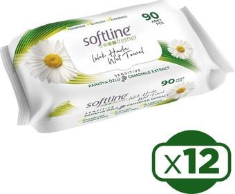 Softline Fresher Sensitive Papatya Özlü Islak Mendil 90'lı 12 li