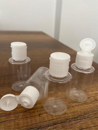 Uygar 500 Adet 30 Ml Şeffaf Plastik Şişe + Flip Top Kapak Dezenfektan Şişesi Açmalı Kapak