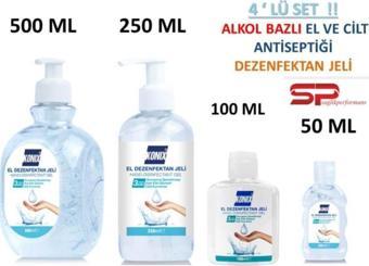 Konix 4 Lü Dezenfektan El Ve Cilt Jeli 500 Ml.+250 Ml.+100 Ml.+50 Ml Konıx Biyosidal Ruhsatlı 4 Lü