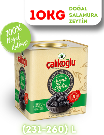 Çalıkoğlu Doğal Gemlik Özel Özel Salamura Siyah Zeytin 10 kg (231-260) L