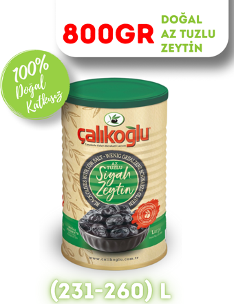 Çalıkoğlu Doğal Gemlik Özel Özel Siyah Zeytin (Az Tuzlu) 800 gr (231-260) L