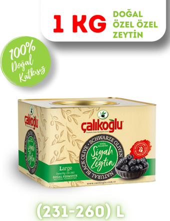 Çalıkoğlu Doğal Gemlik Özel Özel Siyah Zeytin 1 kg (231-260) L