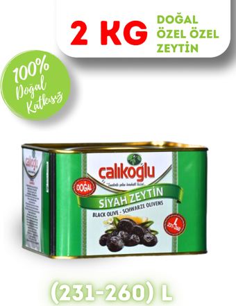 Çalıkoğlu Doğal Gemlik Özel Özel Siyah Zeytin 2 kg (231-260) L