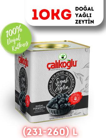 Çalıkoğlu Doğal Gemlik Özel Özel Yağlı Siyah Zeytin 10 kg (231-260) L