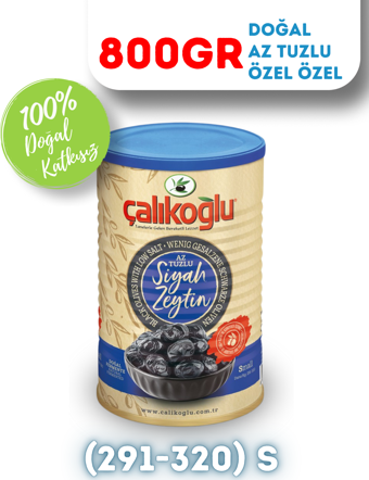 Çalıkoğlu Doğal Gemlik Özel Seçme Siyah Zeytin (Az Tuzlu) 800 gr (291-320) S