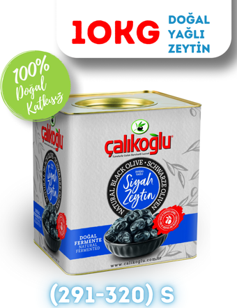 Çalıkoğlu Doğal Gemlik Özel Seçme Yağlı Siyah Zeytin 10 kg (291-320) S