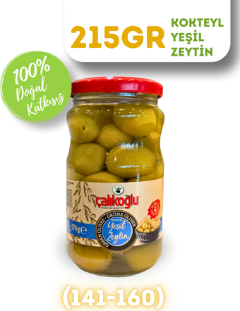 Çalıkoğlu Doğal Kokteyl Yeşil Zeytin 215 gr (141-160)