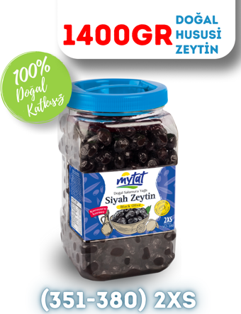 Mytat Doğal Gemlik Hususi Siyah Zeytin 1400 gr (351-380) 2XS