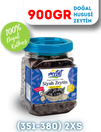 Mytat Doğal Gemlik Hususi Siyah Zeytin 900 gr (351-380) 2XS