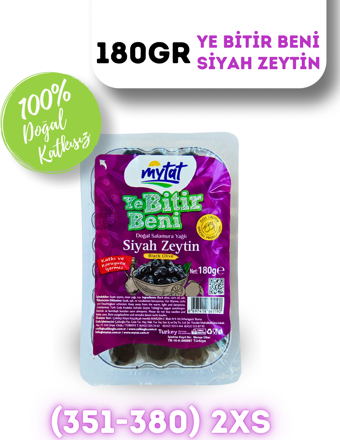 Mytat Doğal Gemlik Siyah Zeytin / Ye Bitir Beni 180 gr (351-380) 2XS