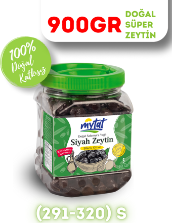 Mytat Doğal Gemlik Süper Siyah Zeytin 900 gr (291-320) S