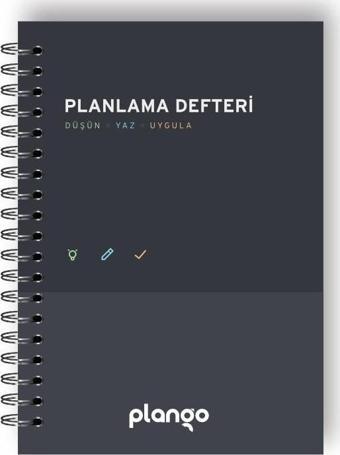 Siyah - Gri Günlük Planlayıcı Defter - Daily Planner - Ders Çalışma Planlayıcı Defteri - Planlama De