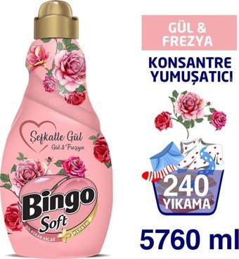 Bingo Konsantre Yumuşatıcı 1440 Ml Şefkatle Gül 4'Lü Ekonomi Paketi