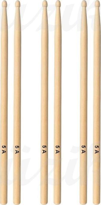 Chroma Baget - Davul - 3 Çift Bateri Bageti Drumsticks 5a Pürüzsüz Yüzey