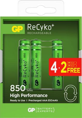 Gp AAA 850 mAh Şarjlı İnce Kalem Pil  4+2'li Paket Recyko GPHCH83BOK