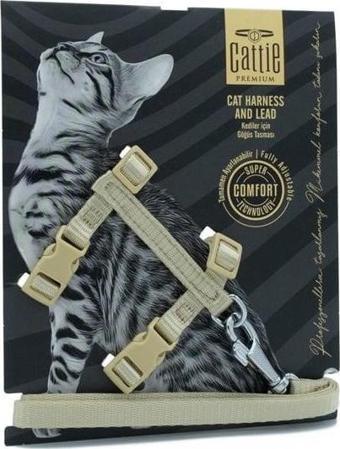 Cattie Kedi Göğüs ve Gezdirme Tasma Takımı Haki 1x25-40 Cm