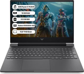 HP Victus 15-FB2028NT AMD R5 7535HS 16GB 512GB SSD RX6550M-4GB Freedos 15.6" FHD 144Hz Taşınabilir Bilgisayar A44MJEA