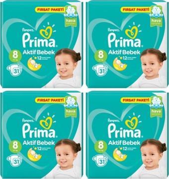 Prima 8 Numara Bebek Bezi 17 kg 124 Adet