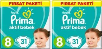 Prima Aktif Bebek 8 Numara 17+kg 31 Adet X 2 Paket