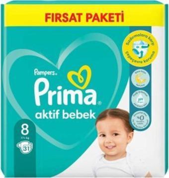 Prima Bebek Bezi 8 Numara 17+ Kg 31 Adet