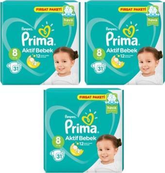 Prima Bebek Bezi 8 Numara 17+ kg 93 Adet 3x31