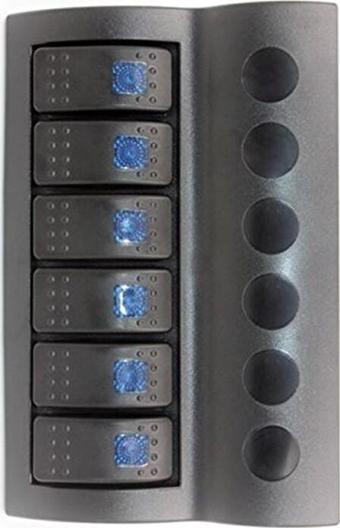 BFY Marin Otomatik Sigortalı Switch Panel, 6 Anahtar, Mavi