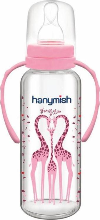 Hanymish Hanymısh Kulplu Cam Biberon 240 Ml No:1 (0-6 Ay) Pembe