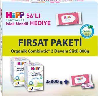 Hipp 2 Organik Bebek Sütü Combiotic 800 gr X 2 Adet Avantaj Paketi (Islak Mendil Hediyeli)