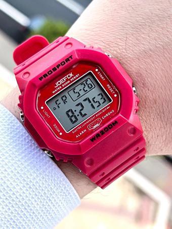 Joefox G-SHOCK Kasa Kırmızı Digital 5 Atm Suya Dayanıklı 2 Yıl Garantili Spor Kol Saati J-GS12