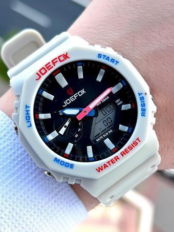 Joefox G-SHOCK Kasa Krem Dijital/Analog 5 Atm Suya Dayanıklı 2 Yıl Garantili Spor Kol Saati J-GS26