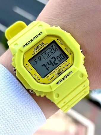 Joefox G-SHOCK Kasa Sarı Digital 5 Atm Suya Dayanıklı 2 Yıl Garantili Spor Kol Saati J-GS14