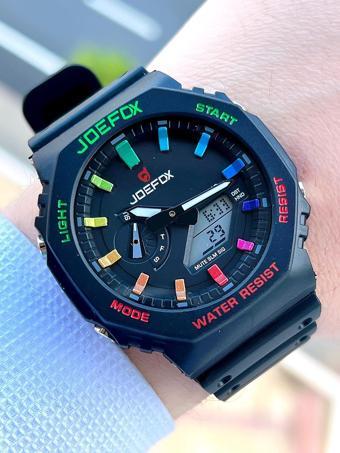 Joefox G-SHOCK Kasa Siyah Digital/Analog 5 Atm Suya Dayanıklı 2 Yıl Garantili Spor Kol Saati J-GS20