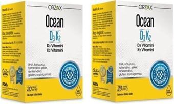 Orzax Ocean Vitamin D3K2 Damla 20 Ml 2'Li Paket