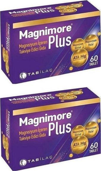 Magnimore Plus Magnezyumlu Takviye Edici Gıda 60 Tablet X 2 Adet