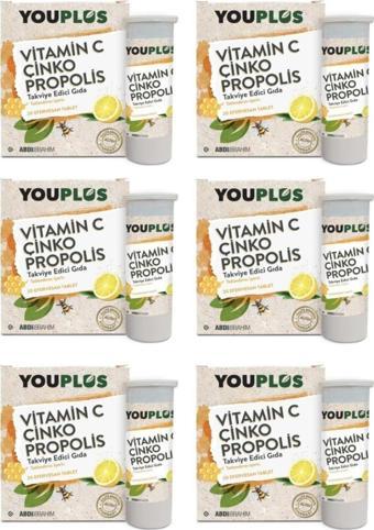 Youplus 6 Adet C Vitamini, Çinko, Propolis 20 Efervesan Tablet