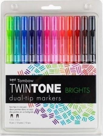Tombow Twintone Çift Uçlu Kalem Seti 12 Renk Canlı Renkler