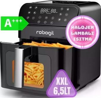 Robogil Af-19D Airfryer Xxl 6,5lt Halojen Lambalı Cam Kapaklı Sıcak Hava Fritözü