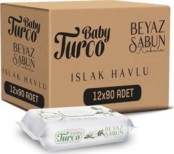 Baby Turco Beyaz Sabun Kokulu Islak Havlu 90'lı X 12
