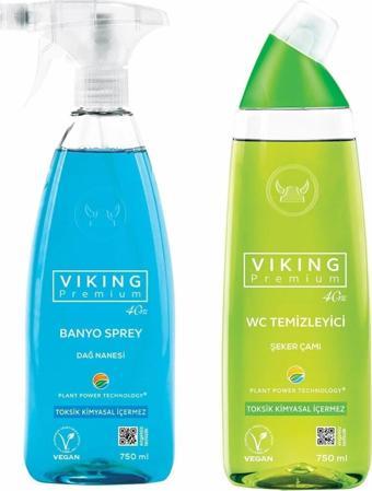 Viking Premium 2'li (banyo Spreyi Dağ Nanesi , Wc Temizleyici Şeker Çamı) Paket 750 Ml - Viking