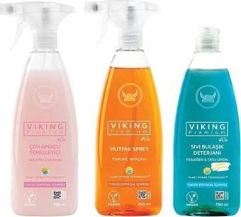 Viking Premium 3'lü (çok Amaçlı ,mutfak,bulaşık Deterjanı) Paket 750 Ml X 3 Adet - Viking